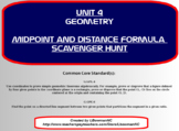 Midpoint and Distance Formula Scavenger Hunt (Math 1)