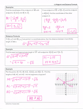 homework 3 distance and midpoint formulas answers