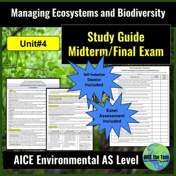 Preview of Midterm Review/ Final Exam Study Guide Unit#4 Managing Ecosystems and Biodiversi