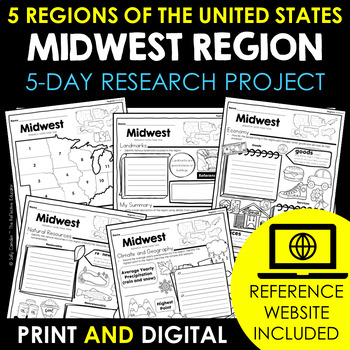 Preview of Midwest Region | 5 Regions of the US | Social Studies Research Project