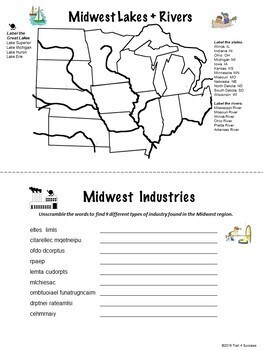 Midwest Region Unit Activity Booklet - Interactive Notebook Lesson