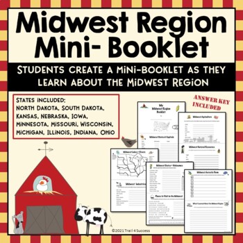 Preview of Midwest Region Unit Worksheets Mini Book Research Project