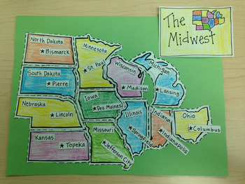 Midwest Region Puzzle-Label States and Capitals by Tabitha Newberry
