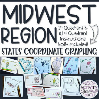 Preview of Midwest Region STATES Coordinate Graphing Pictures BUNDLE