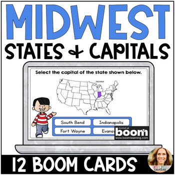 Preview of Midwest Region States and Capitals Boom Cards - Digital Test Prep Activity