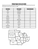Midwest Region States and Capitals Study Guide + Google Quiz