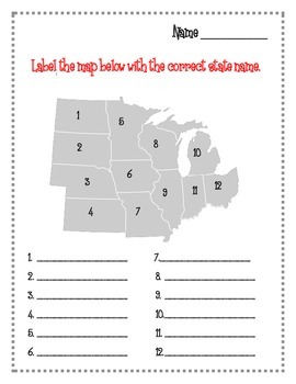 Midwest Region Worksheets And Flashcards Matching Label Capitals And Location