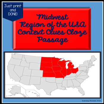 Preview of Midwest Region of the United States: Cloze Context Clues Passage