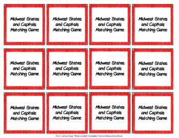 Midwest States and Capitals Matching Game by Julianna Ebner | TPT