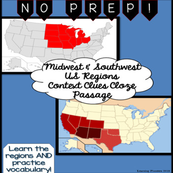 Preview of Midwest and Southwest Regions of the USA: Cloze Context Clues Passage