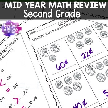 Preview of Winter Math 2nd Grade Word Problems Place Value and More Review & Worksheets