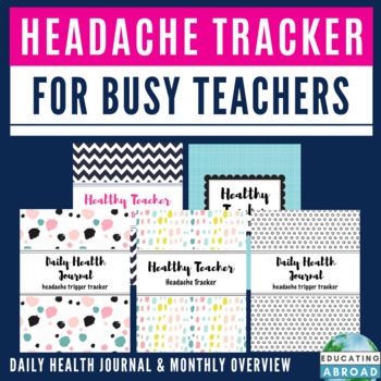 Preview of Migraine Headache Tracker for Teachers | Daily and Monthly Health Journal 