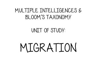 Preview of Migration Unit - Using Multiple Intelligences and Blooms Taxonomy