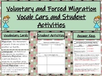 migration voluntary and forced migration vocab cards and student activities