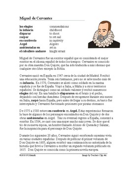 Preview of Miguel de Cervantes Biografía y Lectura de Don Quijote - Spanish Reading