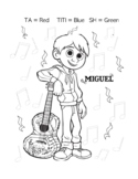 Miguel from Coco Note Coloring Page and Assessment