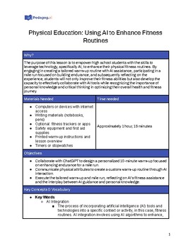 Preview of Mile Run for Physical Education | AI Integration Lesson Plan