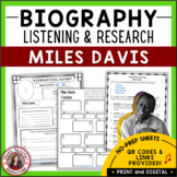 Miles Davis Biography Research and Listening Activities | 