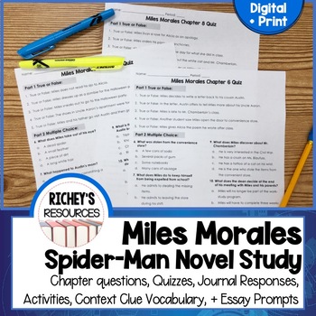 Preview of Miles Morales Spider-Man Novel Study Digital and Print