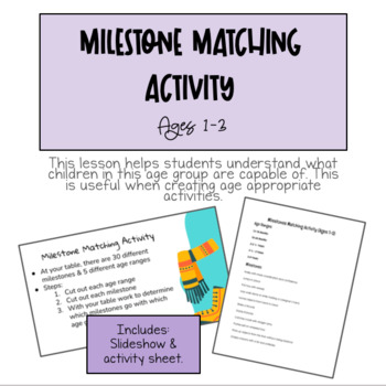 Preview of Milestone Matching Activity (Ages 1-3)