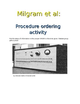 Preview of Milgram : AICE Psychology core study PROCEDURE ORDERING GAME!