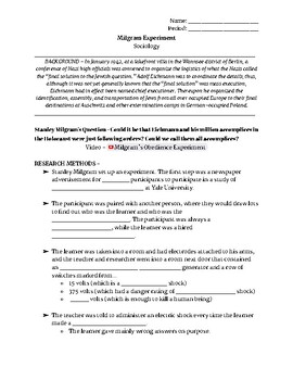 Preview of Milgram Experiment - basic notes with video