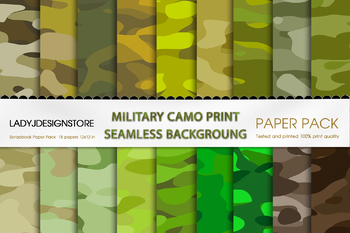 Camo Digital Paper Pack, US Army Camouflage Colors, Instant Download, 12  High Quality JPG Files, Scrapbook Papers,army Print,military Design 