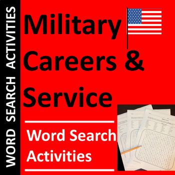 Preview of Military Careers and Service or Veterans Day Word Search Activities