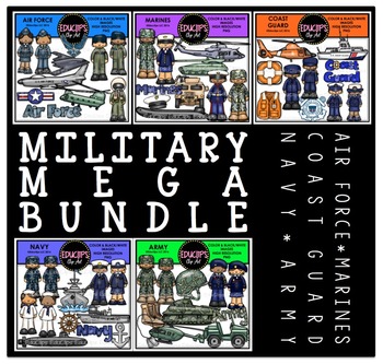 Preview of Military Clip Art Mega Bundle {Educlips Clipart}