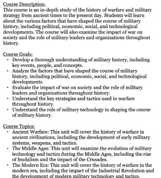 Preview of Military History Syllabus