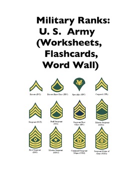 Preview of Military Ranks: U.S. Army (Worksheets and Word Walls)