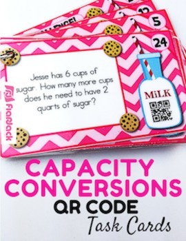 Preview of Capacity Conversions Task Cards with QR Codes