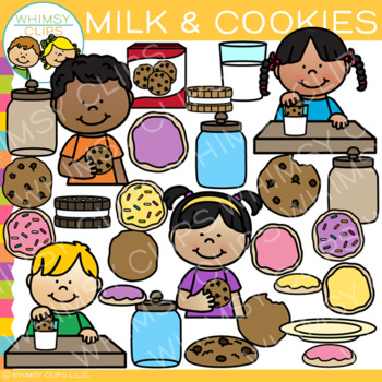 Preview of Kids Milk and Cookies Sweet Treat Snack Clip Art