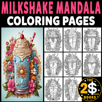 Preview of Milkshake Mandala Coloring Book – 10 Pages