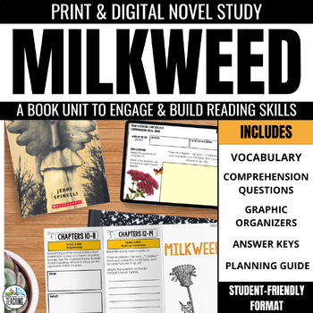 Preview of Milkweed by Jerry Spinelli Novel Study Unit: A WWII Historical Fiction Book Unit