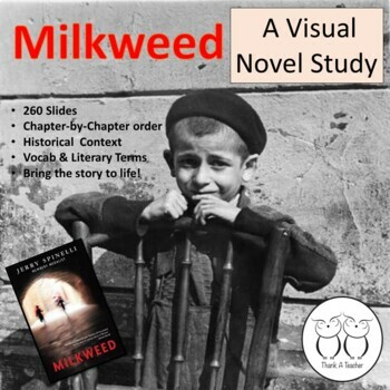 Preview of Milkweed Visual Novel Study with Comprehension Questions & Answers 
