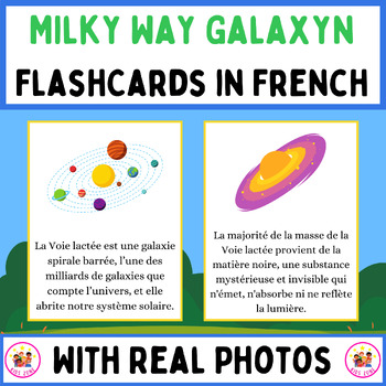 Preview of Milky Way Galaxy Facts In French. Printable Flashcards With Google Slides
