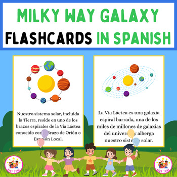 Preview of Milky Way Galaxy Facts In Spanish. Printable Flashcards With Google Slides
