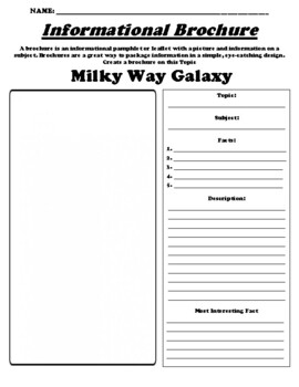 Preview of Milky Way Galaxy "Informational Brochure" Worksheet & WebQuest