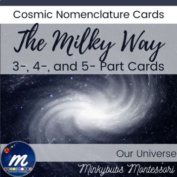 Preview of Milky Way Galaxy Montessori Nomenclature 3 4 and 5 Part Cards Terms Definitions