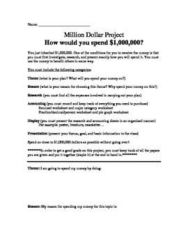 Preview of Million Dollar Project (Graphing, decimals, fractions, accounting and percents)