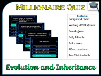 Preview of Millionaire Quiz! (Evolution, Inheritance and Adaptation Edition) *US, UK & AUS*