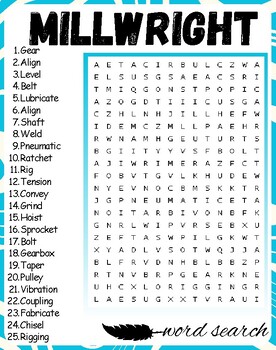 Millwright Word Search Puzzle , Millwright Word Search Activities