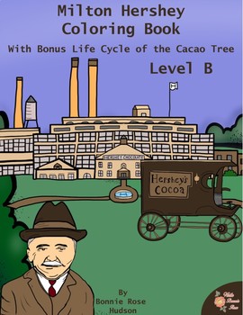 Preview of Milton Hershey Coloring Book (with Bonus Life Cycle of the Cacao Tree)–Level B