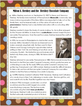 Preview of Milton Hershey & Hershey Chocolate Company Worksheet
