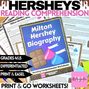 Preview of Milton S. Hershey Biography Reading Comprehension Worksheets