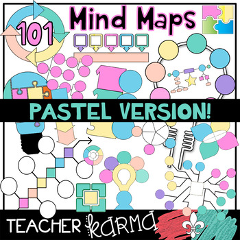 Preview of Mind Maps * 101 Graphic Organizers * Pastel Clipart - FREEBIE in preview