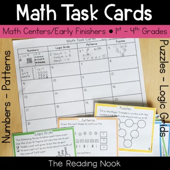 Preview of Math Logic Puzzles and Enrichment Activities | Early Finisher Math Task Cards