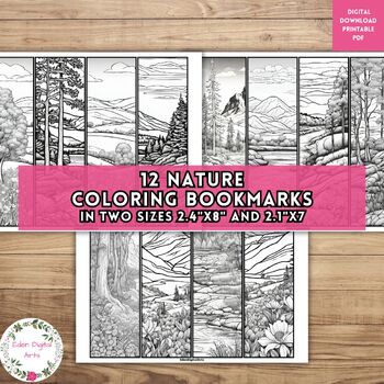 Preview of Mindful Bookmarks to Color Nature Landscapes Calm Keepsake Craft DIY Mom Gift