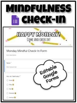 Preview of Mindful Check-In Google Form - Editable - Distance Learning
